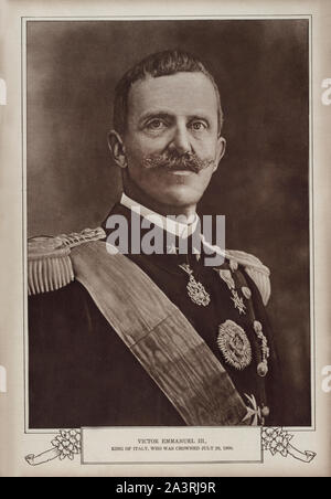 Victor Emmanuel III (Vittorio Emanuele III, 1869 - 1947) war der König von Italien von 1900 bis zu seinem Rücktritt am 9. Mai 1946. Außerdem hielt er die Stockfoto