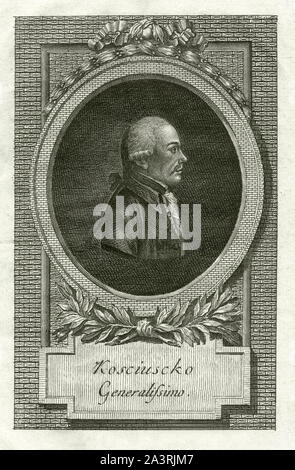 Andrzej Tadeusz Kosciuszko Bonawentura (Andrew Thaddeus Bonaventura Kosciuszko; 1746 - 1817) war ein polnisch-militärischen Ingenieurs, Staatsmann, und Stockfoto