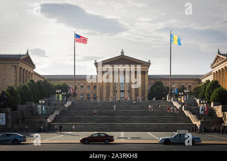 Philadelphia Museum der Kunst, Ansicht der neoklassischen Eingang zum Philadelphia Museum der Kunst im Osten Fairmount Park, Philadelphia, PA, USA Stockfoto