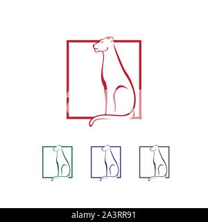 Beliebte wilde Katze auf Square Line von Leopard Logo Design Element vector Template Stock Vektor