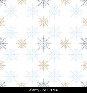 Weihnachten nahtlose Muster mit Schneeflocken für Verpackungen, Tapeten Abbildung. Stockfoto