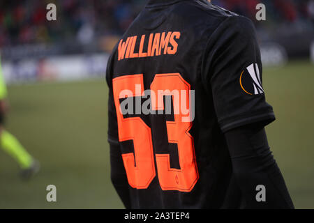 Den Haag, Niederlande - 3. OKTOBER 2019: Brandon Williams (Manchester United) dargestellt, während die 2019/20 UEFA Europa League Gruppe L entsprechen. Stockfoto