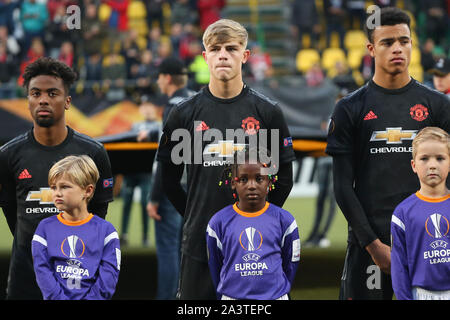 Den Haag, Niederlande - 3. OKTOBER 2019: Brandon Williams (Manchester United) dargestellt, während die 2019/20 UEFA Europa League Gruppe L entsprechen. Stockfoto