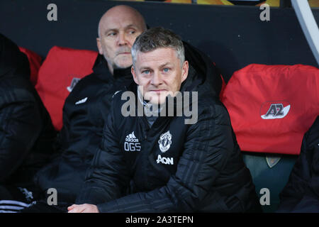 Den Haag, Niederlande - 3. OKTOBER 2019: Ole Gunnar Solskjær (Manchester United) dargestellt, während die 2019/20 UEFA Europa League Gruppe L entsprechen. Stockfoto