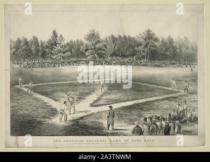 Das American National Spiel der base ball. Grand übereinstimmen, die für die Meisterschaft auf den Elysischen Feldern, Hoboken, New Jersey. /Lith. Von Currier & Ives. Stockfoto