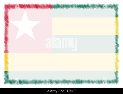 Grenze mit Togo Nationalflagge. Pinselstrich. Vorlage Elemente für Ihr Zertifikat und Diplom. Horizontale Ausrichtung. Stockfoto