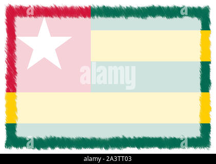 Grenze mit Togo Nationalflagge. Pinselstrich. Vorlage Elemente für Ihr Zertifikat und Diplom. Horizontale Ausrichtung. Stockfoto