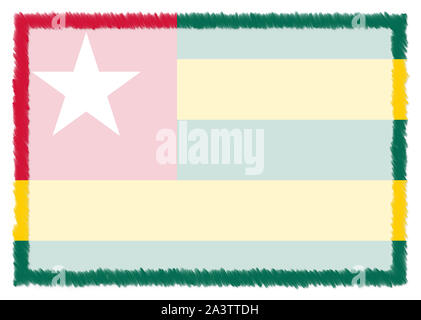 Grenze mit Togo Nationalflagge. Pinselstrich. Vorlage Elemente für Ihr Zertifikat und Diplom. Horizontale Ausrichtung. Stockfoto