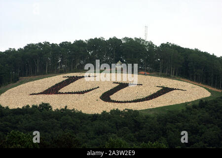 LU (Liberty University) Monogramm auf Liberty Mountain in Lynchburg, Virginia, USA Stockfoto