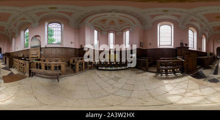 360 Grad Panorama Ansicht von Innenraum Panorama, die hl. Maria Magdalena Kirche, Willen, Milton Keynes, erbaut 1685 von Robert Hooke, Denkmalgeschützte, 2008