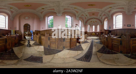 360 Grad Panorama Ansicht von Innenraum Panorama, die hl. Maria Magdalena Kirche, Willen, Milton Keynes, erbaut 1685 von Robert Hooke, Denkmalgeschützte, 2008