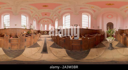 360 Grad Panorama Ansicht von Innenraum Panorama, die hl. Maria Magdalena Kirche, Willen, Milton Keynes, erbaut 1685 von Robert Hooke, Denkmalgeschützte, 2008