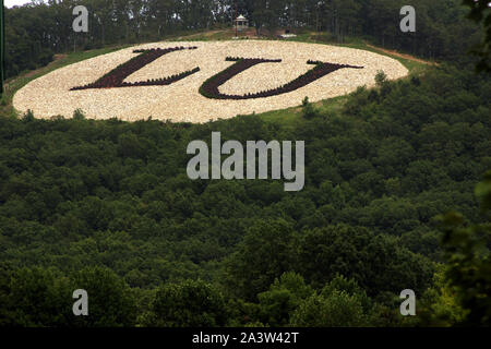 LU (Liberty University) Monogramm auf Liberty Mountain in Lynchburg, Virginia, USA Stockfoto