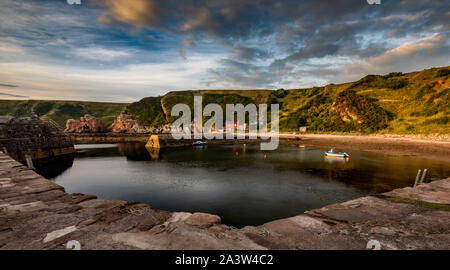 Der malerische Hafen in der Bucht in der Nähe von cockburnspath in Berwickshire, Scottish Borders, Schottland, Großbritannien Stockfoto