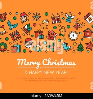 Frohe Weihnachten und guten Rutsch ins neue Jahr Vector banner Vorlage Stock Vektor