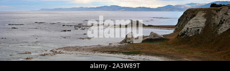 Um Neuseeland - Panorama von South Bay Kaikoura. Stockfoto