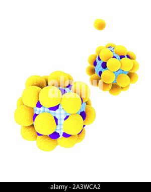Hochwertige 3D-Render von Fettzellen, Cholesterin in den Zellen, Zellen, die Struktur des Moleküls, Rezeptoren auf den Zellen Oberfläche Stockfoto