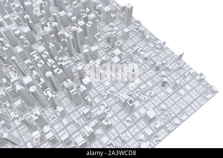 Downtown white business Downtown. Weiße, moderne Stadt. 3D-Rendering. Stockfoto