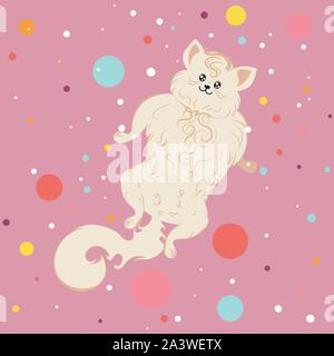 Cute cartoon weiße Katze, abstrakte kawaii Kitty Design Illustration. Stock Vektor