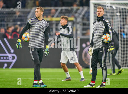 Deutschland - Argentinien, Fussball, Dortmund, Oktober 09, 2019 Manuel Neuer, DFB 1 Torhüter, Bernd LENO, Nr. 12 Torwart DFB Deutschland - Argentinien 2:2 Freundschaftsspiel, Deutsche Fußball-Nationalmannschaft, DFB, Saison 2019/2020, Oktober 09, 2019 in Dortmund, Deutschland. © Peter Schatz/Alamy leben Nachrichten Stockfoto