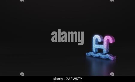 Glitter neon violett rosa ombre Symbol der Wasseroberfläche mit Schwimmbad Leiter 3D-Rendering auf schwarzem Hintergrund mit unscharfen Reflexion mit Glanz Stockfoto
