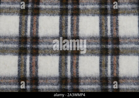 Mehrfarbige überprüft Mantel Nahaufnahme. Wollsachen. Karierten Hintergrund. Weiche und warme Naturmaterial. Stockfoto