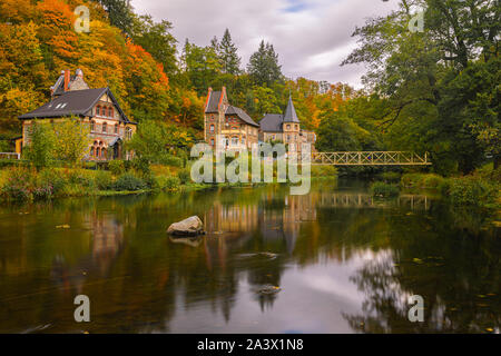 Treseburg ist eine Gemeinde im Landkreis Harz in Sachsen-Anhalt, Deutschland. Treseburg liegt am Zusammenfluss der Luppbode Stockfoto