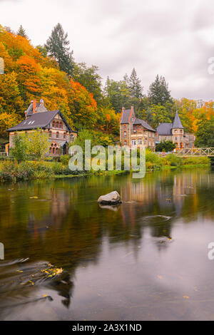 Treseburg ist eine Gemeinde im Landkreis Harz in Sachsen-Anhalt, Deutschland. Treseburg liegt am Zusammenfluss der Luppbode Stockfoto