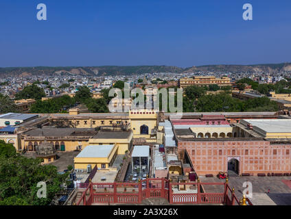 Hohe Betrachtungswinkel der Stadt Palast, Rajasthan, Jaipur, Indien Stockfoto