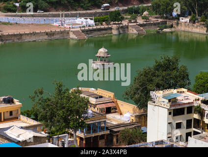 Blick auf den See von Taragarh Fort, Rajasthan, Bundi, Indien Stockfoto