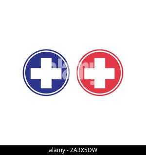 Gesundheit medizinische Logo template Vector Illustration Design. Rot und Blau Logo-Vektor. Stock Vektor