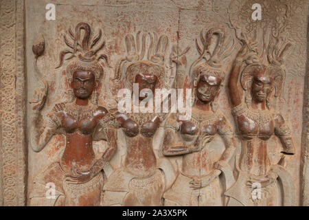 Details des Reliefs in Angkor Wat, Kambodscha Stockfoto