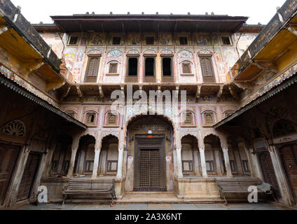 Alte historische Haveli, Rajasthan, Nawalgarh, Indien Stockfoto