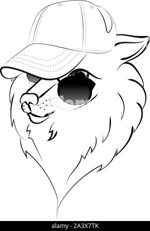 Cute cartoon Wolf in der Baseball cap Abbildung auf weißen Hintergrund. Stock Vektor