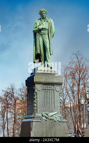 Die Statue von Alexander Puschkin, der berühmte russische Schriftsteller, Moskau, Russland. Stockfoto