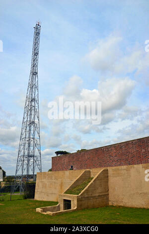 Marine Küstenwache Agentur Mast auf der Bawdsey Radar Museum und Besucherzentrum, bawdsey Radar, Sender blockieren, Bawdsey, Suffolk, IP12 3BA. Stockfoto