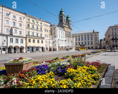 Auf dem Hauptplatz in Linz. Stockfoto