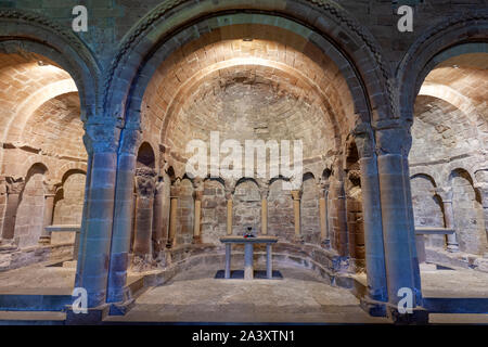 Kirche, Königliches Kloster von San Juan de la Peña, Real Monasterio de San Juan de la Peña, Provinz Huesca, Spanien Stockfoto