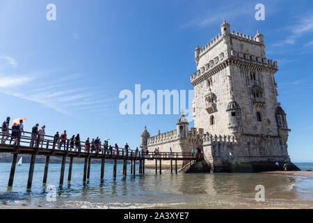 Oktober 6th, 2019, Lissabon, Portugal - Belem Turm, offiziell den Turm von St. Vincent ist eine Festung aus dem 16. Jahrhundert in Lissabon, Stockfoto