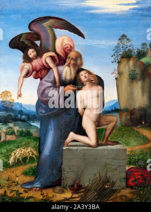 Das Opfer Isaaks durch Angellili Albertinelli (1474-1515), Öl auf Leinwand, 1509/13 Stockfoto