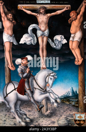 Die Kreuzigung mit den konvertierten Hauptmann von Lucas Cranach dem Älteren (1472-1553), Öl auf Leinwand, 1538 Stockfoto