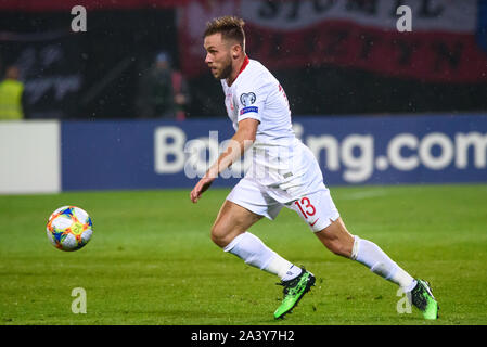 RIGA, Lettland. 10. Oktober, 2019. Maciej Rybus, während der UEFA EURO 2020 Qualifikation Spiel zwischen den nationalen Fußball-Team von Lettland und Polen. Credit: gints Ivuskans/Alamy leben Nachrichten Stockfoto