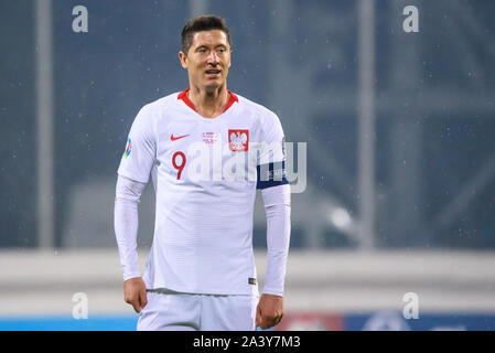 RIGA, Lettland. 10. Oktober, 2019. Robert Lewandowski, während der UEFA EURO 2020 Qualifikation Spiel zwischen den nationalen Fußball-Team von Lettland und Polen. Credit: gints Ivuskans/Alamy leben Nachrichten Stockfoto