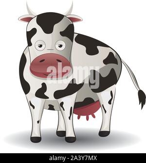 Cute cartoon schwarz-weisse Kuh Abbildung. Stock Vektor