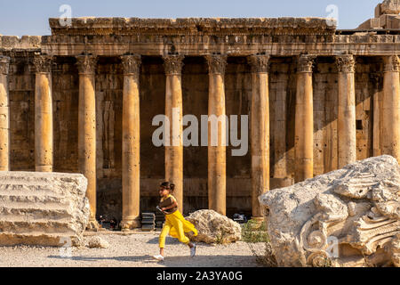 Bacchus Tempel von Jupiter Tempel, Baalbek, Bekaa-tal, Libanon Stockfoto