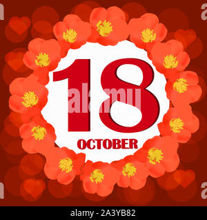 Oktober 18 Symbol. Für wichtige Tag planen. Banner für Feiertage und besondere Tage. Abbildung. Stockfoto