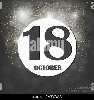 Oktober 18 Symbol. Für wichtige Tag planen. Banner für Feiertage und besondere Tage. Abbildung: in den Farben Schwarz und Weiß. Stockfoto