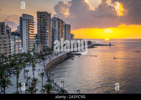 Skyline, Blick auf die Corniche, Beirut, Libanon Stockfoto
