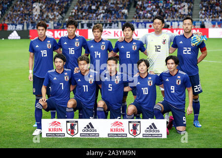 Saitama Stadion 2002, Saitama, Japan. 10 Okt, 2019. Japan team Gruppe Line-up (JPN), 10. Oktober 2019 - Fußball: FIFA Fußball-Weltmeisterschaft Katar 2022 asiatische nähere Bestimmung zweite Runde Gruppe F Match zwischen Japan 6-0 der Mongolei in Saitama Stadion 2002, Saitama, Japan. Credit: Naoki Morita/LBA SPORT/Alamy leben Nachrichten Stockfoto