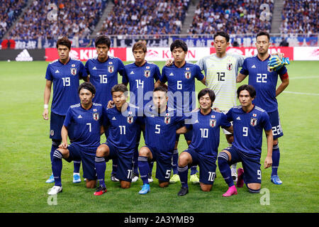 Saitama Stadion 2002, Saitama, Japan. 10 Okt, 2019. Japan team Gruppe Line-up (JPN), 10. Oktober 2019 - Fußball: FIFA Fußball-Weltmeisterschaft Katar 2022 asiatische nähere Bestimmung zweite Runde Gruppe F Match zwischen Japan 6-0 der Mongolei in Saitama Stadion 2002, Saitama, Japan. Credit: Naoki Morita/LBA SPORT/Alamy leben Nachrichten Stockfoto